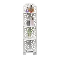 4-Tier Wood Plastic Bathroom Storage Corner Shelf Rack Organizer